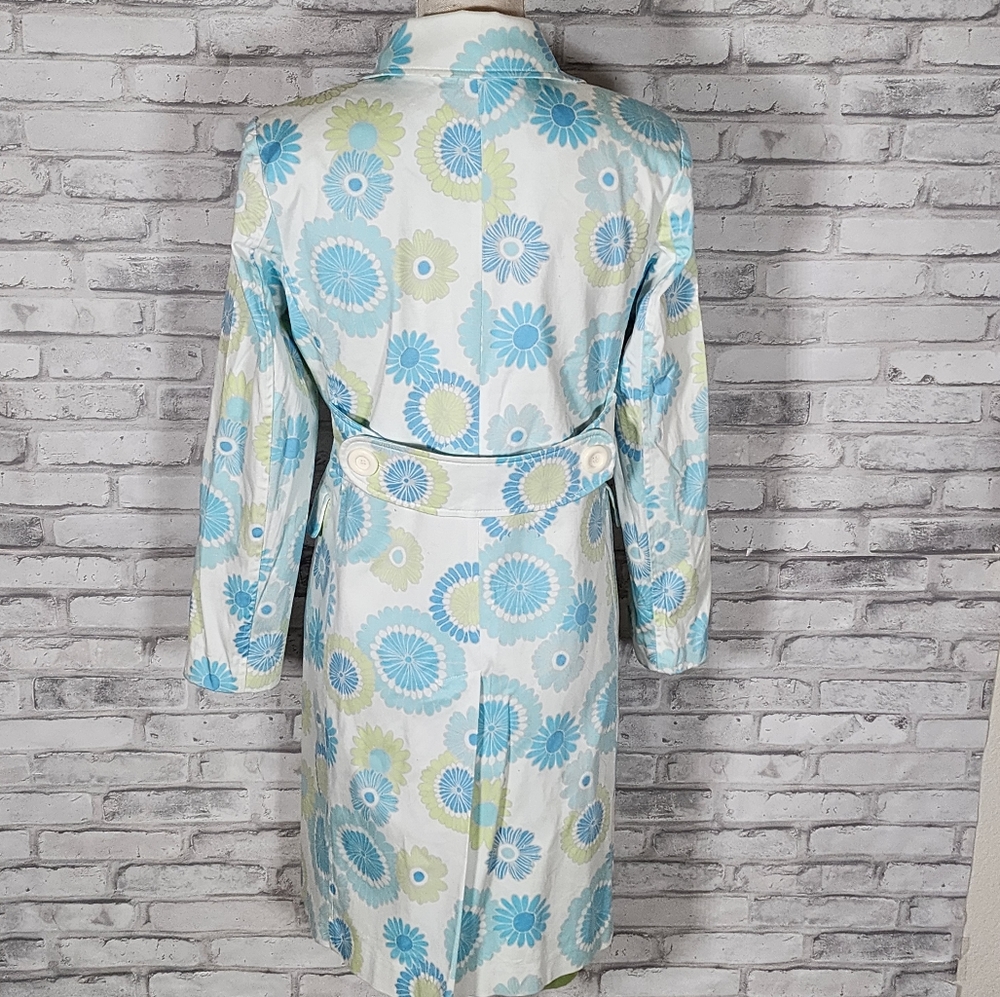 1 Madison Blue Green Floral Trench Coat - Picture 12 of 13